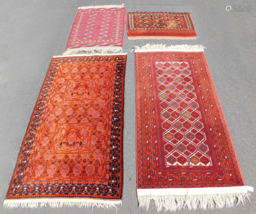 4 Turkmen carpets. Tribal rugs. Central Asia.
