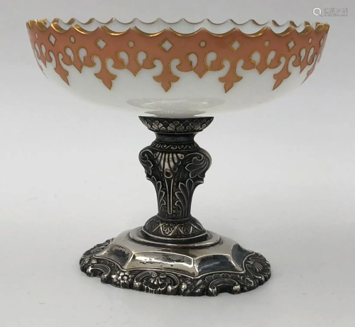 Bowl glass, foot silver 13 Lot. Mid-19th ce…