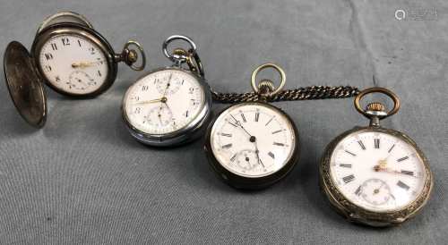 4 pocket - watches. Also silver. One is a chro…