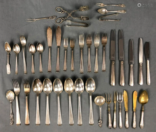 Silver. Cutlery. Some items Art Nouveau and so…