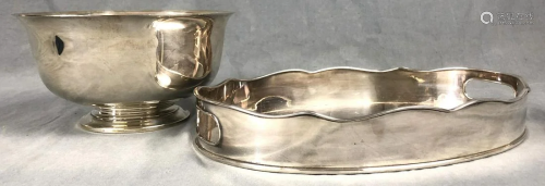 Tray and large bowl. Silver 925, sterling.