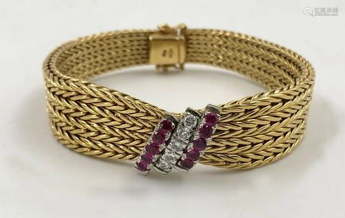 Gold 750 bracelet with diamonds and sapp…