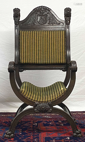 Scissor chair. Probably oak around 1900.