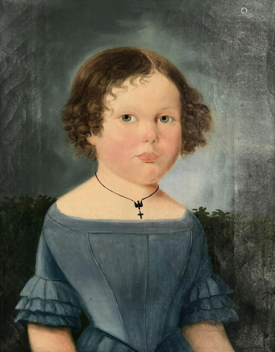 UNSIGNED (XIX). Half portrait of a girl. Bie…
