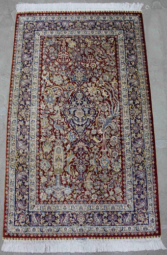 Hereke silk rug. Extremely fine weave.