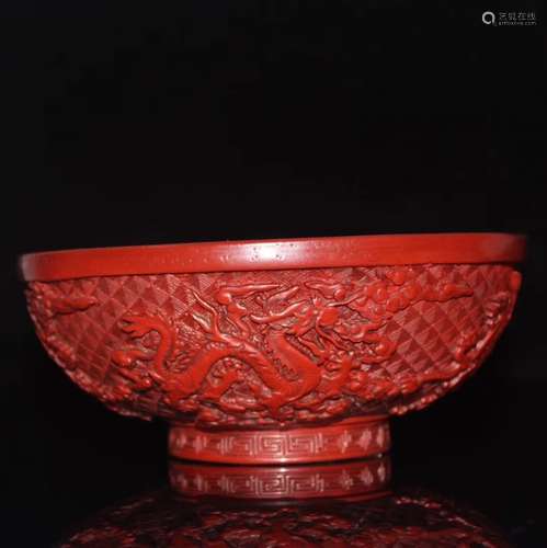 Chinese Red Cinnabar Bowl ,Mark