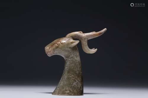 Chinese Ancient Jade Carved Deer Head