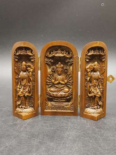 Chinese Wood Carved Buddha Case