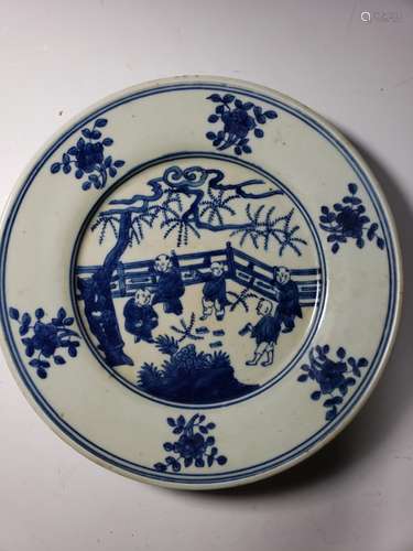 Chinese Blue and White Porcelain Plate,Mark