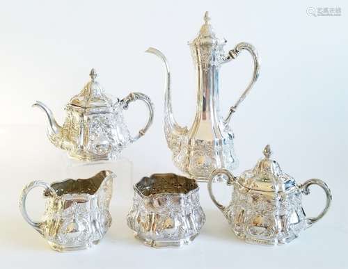 Fine19C Sterling Silver Gorham Coffee/Tea Set