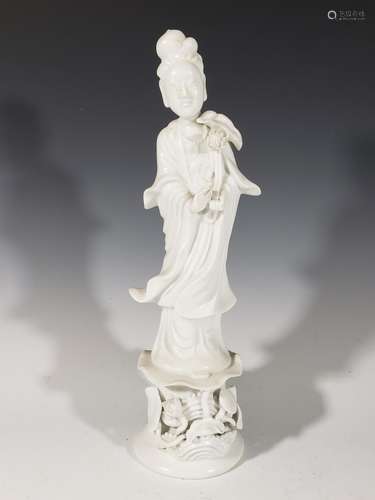 Chinese Blanc De Porcelain Standing Guanyin