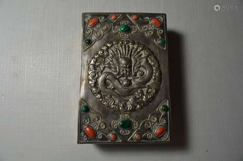 Chinese antique dragon silver cigarette case