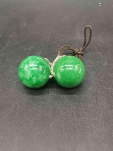 Two Chinese Jadeite Beads