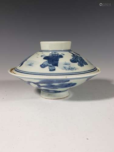 Chinese Blue and White Porcelain Cover Bowl