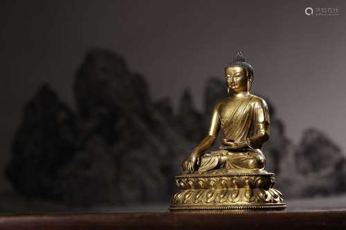 Qing Chinese Gilt Bronze Buddha