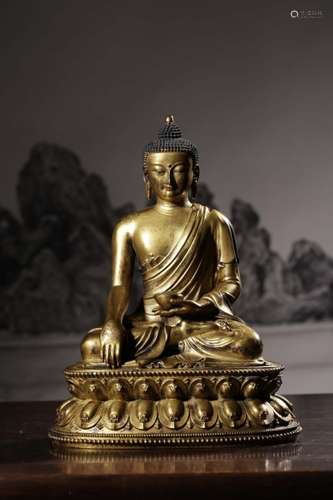 Qing Chinese Gilt Bronze Buddha