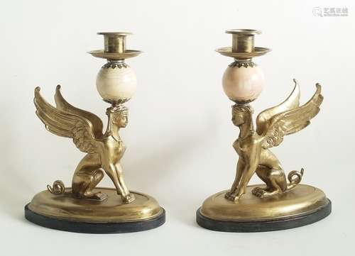 Antique Gilt Bronze Egyptian Revival Candle holder