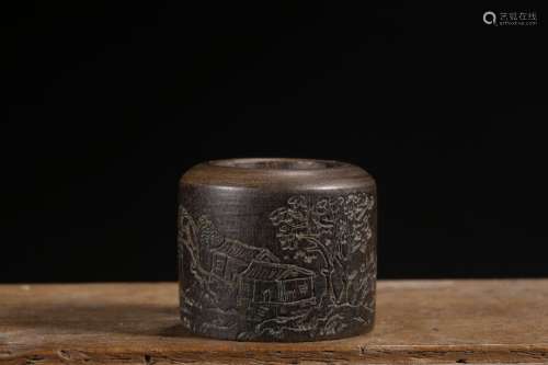 Qing Chinese Chengxiang Wood Thumb Ring
