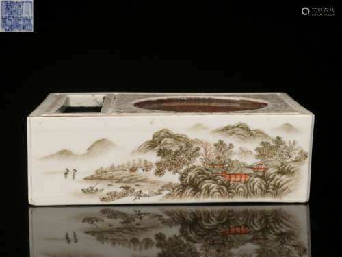 Republican Chinese Famille Rose Porcelain Inkwell