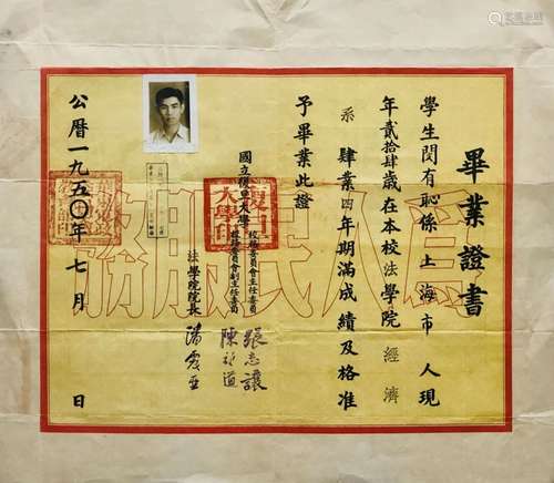 graduationCertificate of Shanghai FudanUnivercity