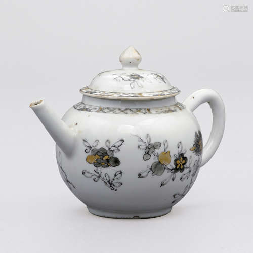 十八世紀 墨彩描金石榴花卉紋茶壺