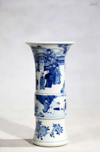 Chinese Kangxi Period Blue And White Porcelain Flower Vase