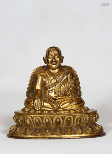 Chinese Bronze Gold Gilded Statue