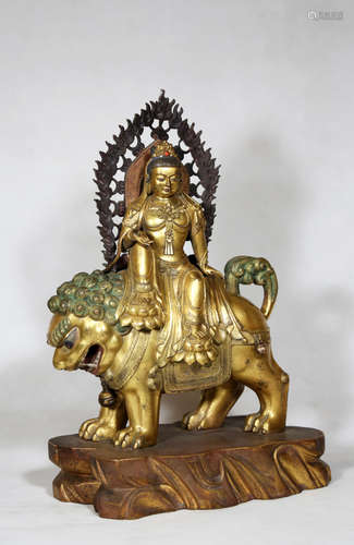 Chinese Bronze Gold Gilded Statue