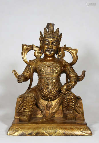 Chinese Bronze Gold Gilded Statue