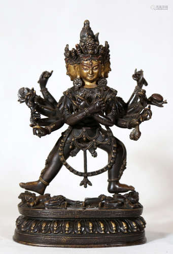 Chinese Bronze Gold Gilded Statue