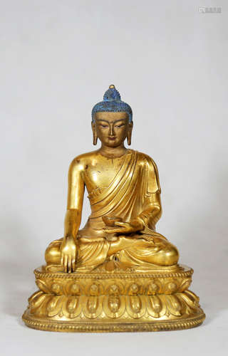 Chinese Bronze Gold Gilded Statue