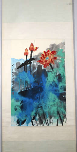 Chinese Lotus Painting - Zhang Daqian