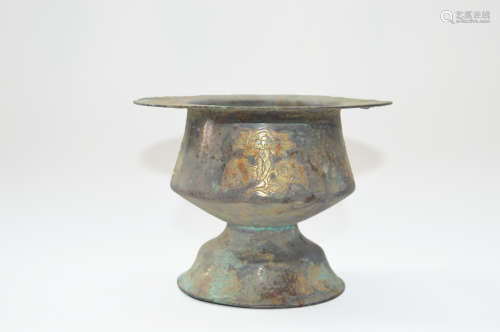 Chinese Silver Gold Gilded Incense Burner