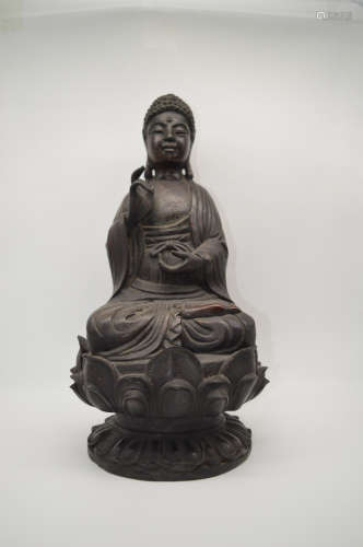 Chinese Early Qing Dynasty Bronze Sakyamuni Statue
