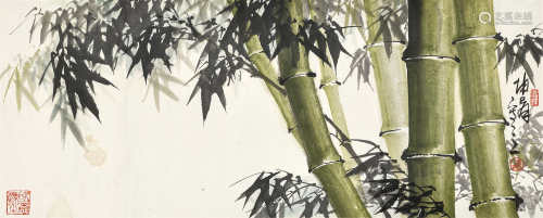 卢坤峰（1934～2018）翠竹 镜片 设色纸本