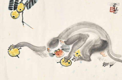 李燕（b.1943）猴 镜片 设色纸本