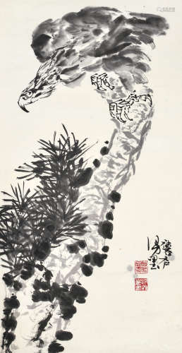 许麟庐（1916～2011）雄鹰图 立轴 水墨纸本