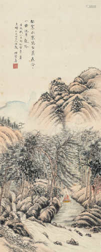 陈曾寿（1878～1949）壬戌 1922年作 仿松雪笔意 立轴 设色纸本