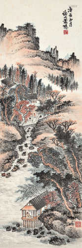 萧愻（1883～1944）庚辰 1940年作 清泉石流 立轴 设色纸本