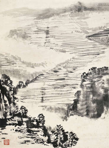 唐云（1910～1993）山水 立轴 设色纸本