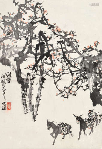 汤文选（1925～2009）欲雪 立轴 设色纸本