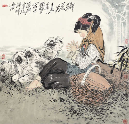 李永文（b.1955）壬辰 2012年作 乡妮 镜框 设色纸本