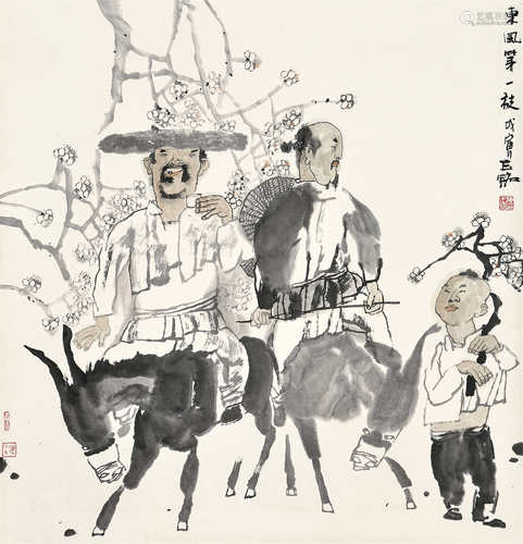 陈玉铭（b.1958）戊寅 1998年作 东风第一枝 立轴 设色纸本