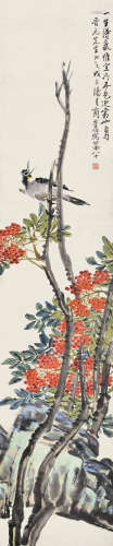商笙伯（1869～1962）戊子 1948年作 花枝鸣禽 立轴 设色纸本