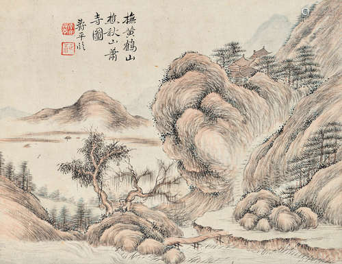 恽寿平（1633～1690）秋山萧寺图 立轴 设色纸本