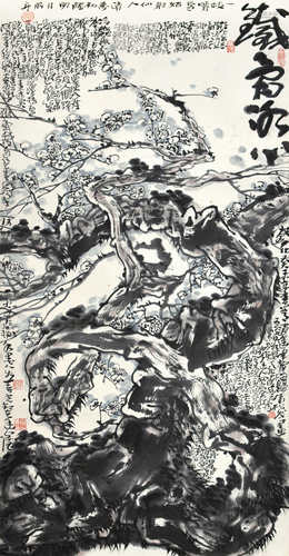 朱松发（b.1942）癸未 2003年作 梅花 镜框 设色纸本