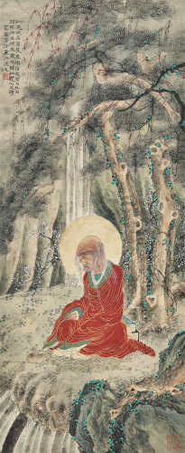 徐子鹤（1916～1999）壬午 1942年作 达摩坐禅图 立轴 设色纸本