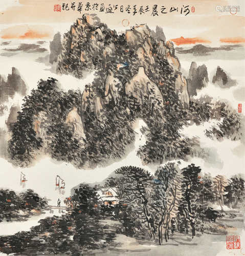 郭公达（b.1931）壬辰 2012年作 河山之晨 镜片 设色纸本