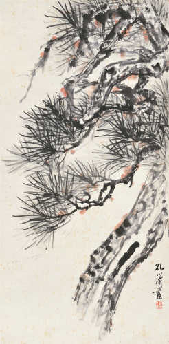 孔小瑜（1899～1984）松 立轴 设色纸本
