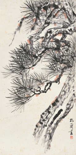 孔小瑜（1899～1984）松 立轴 设色纸本